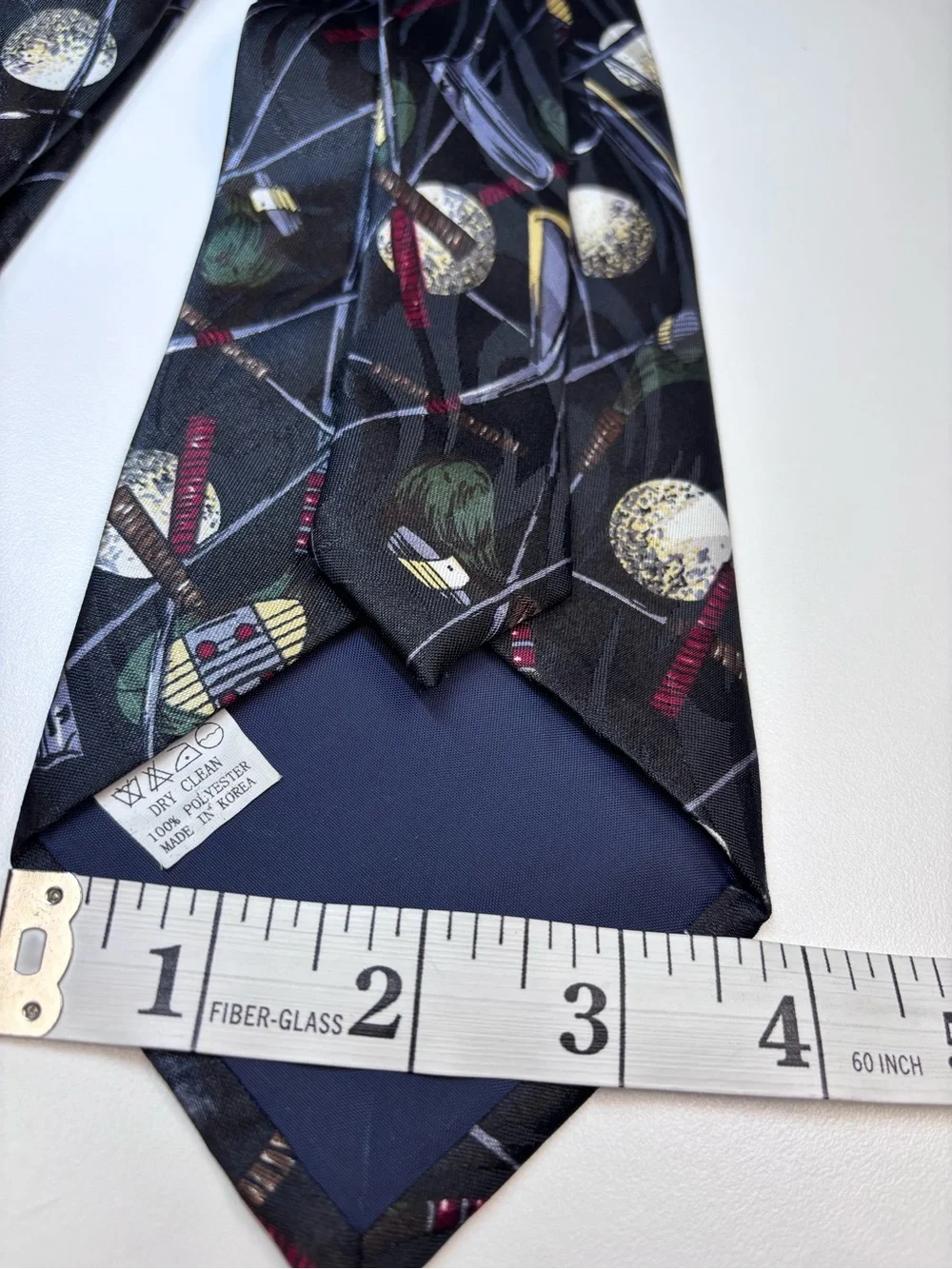 Golf Motif Steven Harris Vintage Tie 90’s Black with Golf theme Handmade Korea